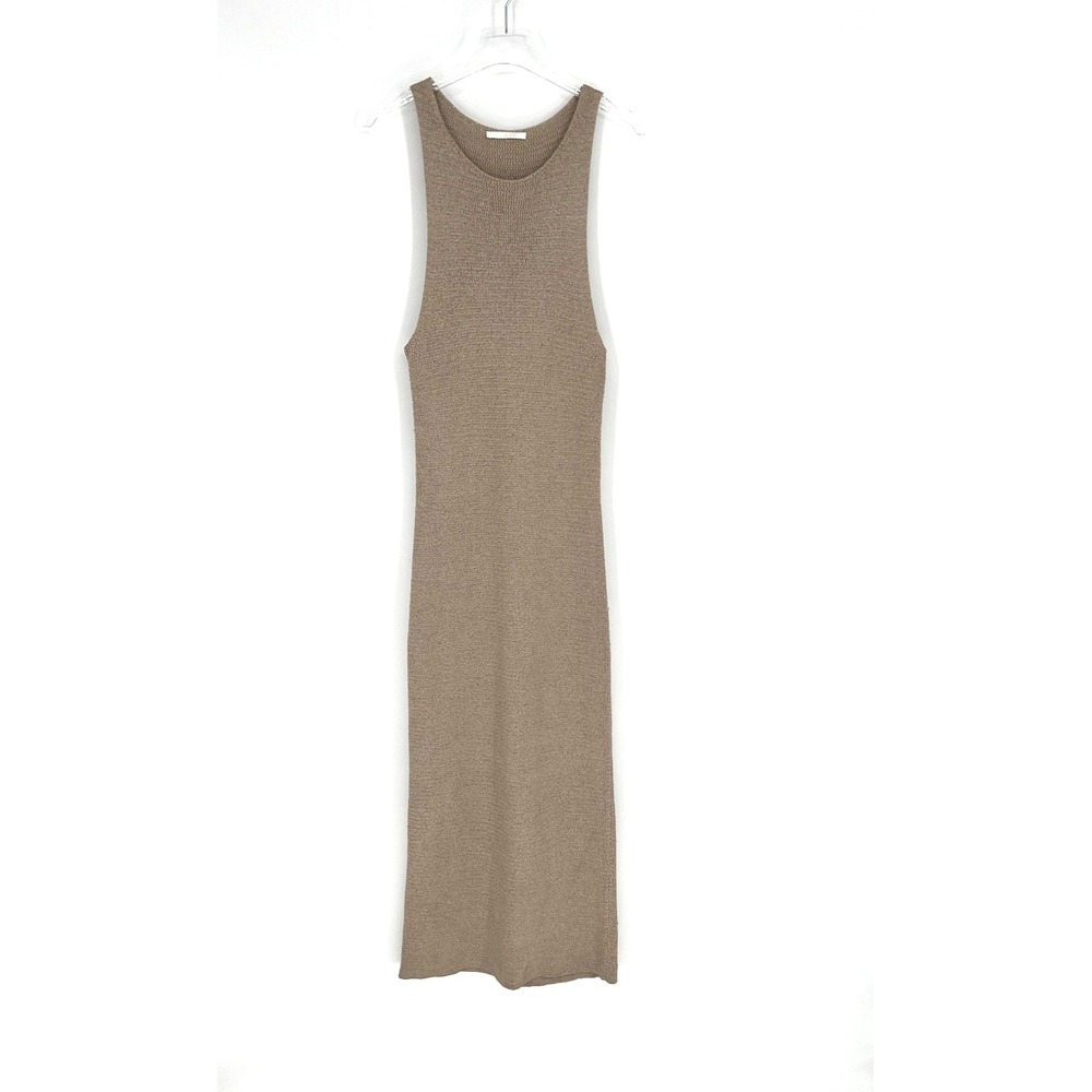 Helmut Lang Dress Womens M Tan Sweater Crochet Maxi Minimalist Classic Basic